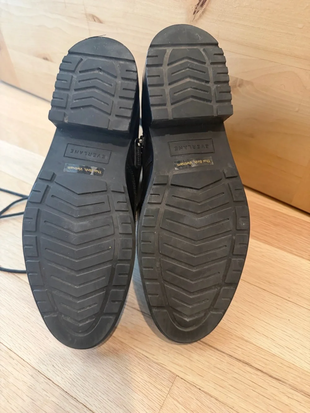 Everlane Black Leather Lace-Up Combat Boots - Picture 3 of 5